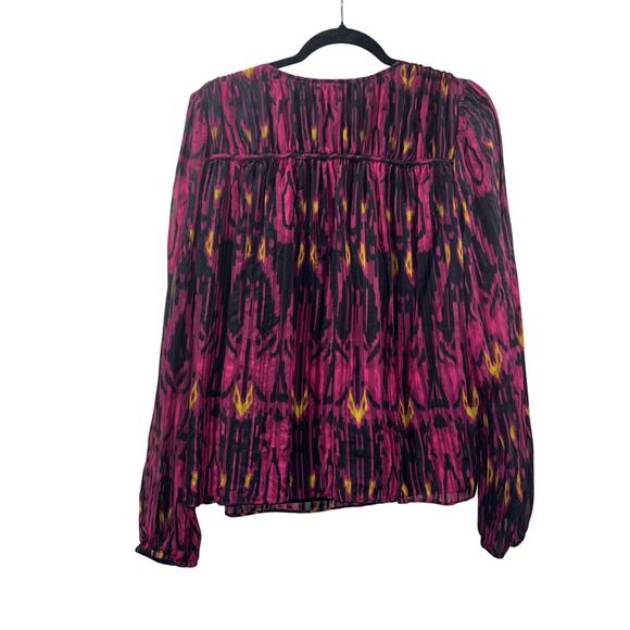 Marie Oliver Silk Top- 100% Silk Boho Print Blouse - Picture 2 of 15
